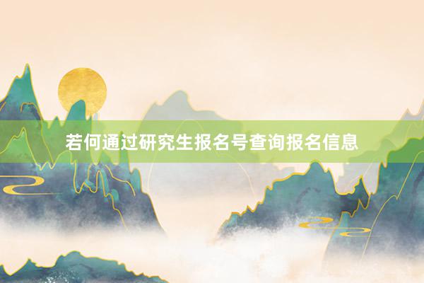 若何通过研究生报名号查询报名信息
