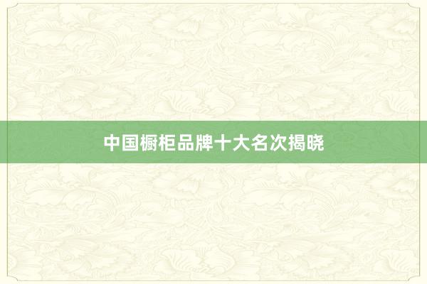 中国橱柜品牌十大名次揭晓